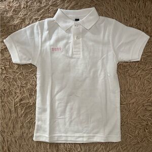 Boys Size 6/7 White Polo Shirt with Subtle Pink Embroidery - new without tags